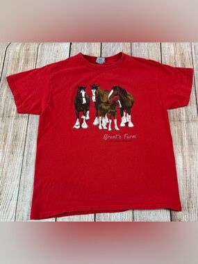 Grants Farm St Louis Missouri Clydesdale Horses Red T Shirt Youth Size Medium